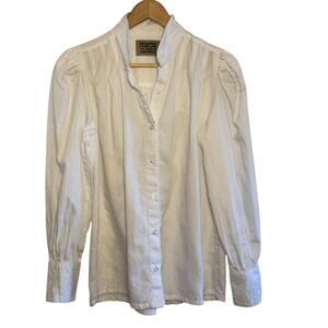 Frontier Classics White 100% Cotton Pouff Shoulder Long Sleeve Western Blouse